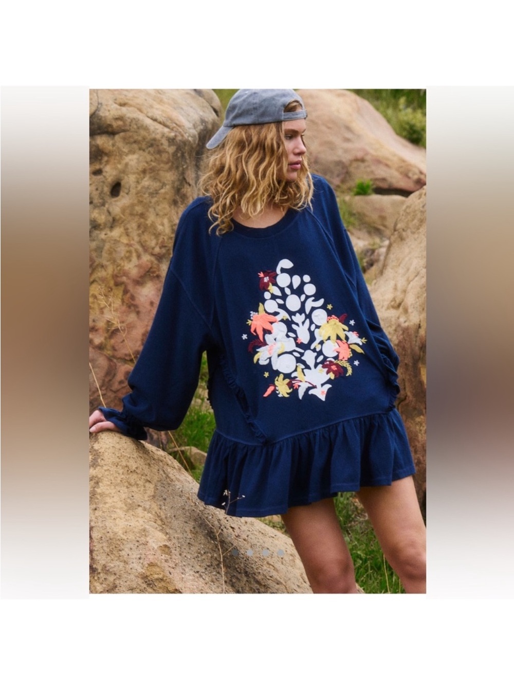 Free People Spring Forward Tunic Sweatshirt Siza Small